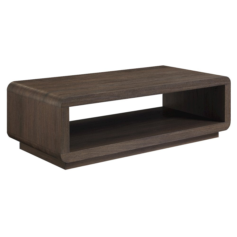 Henn&Hart 48" Modern Rectangular Coffee Table with Open Storage Shelf for