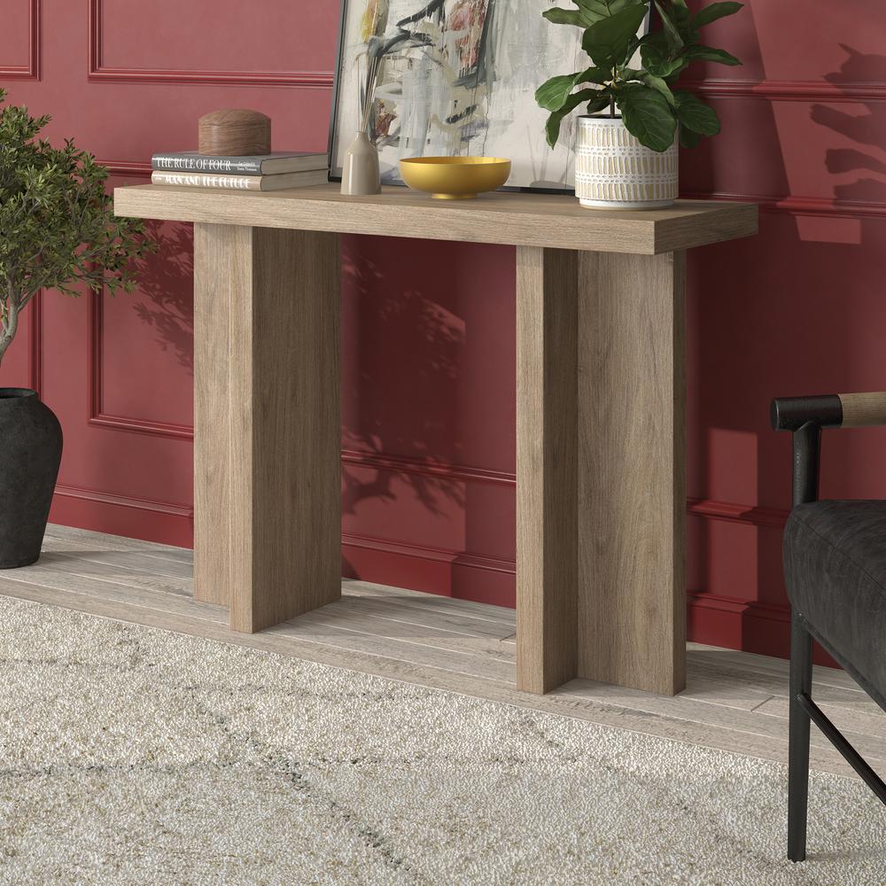 Dimitra 42" Wide Rectangular Console Table in Antiqued Gray Oak