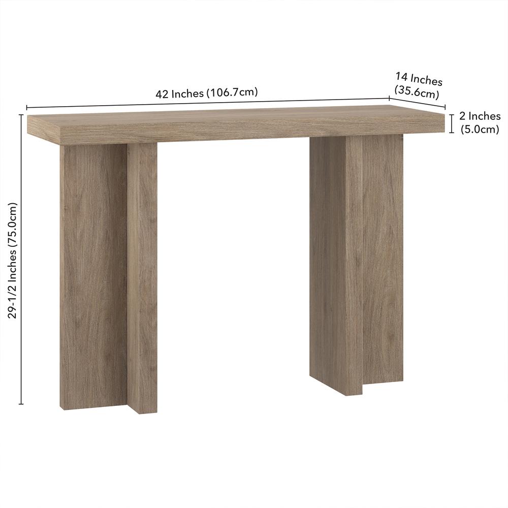 Dimitra 42" Wide Rectangular Console Table in Antiqued Gray Oak