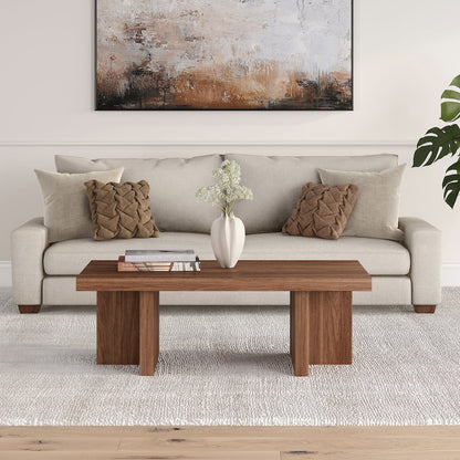 Dimitra 44" Wide Rectangular Coffee Table in Satin Walnut