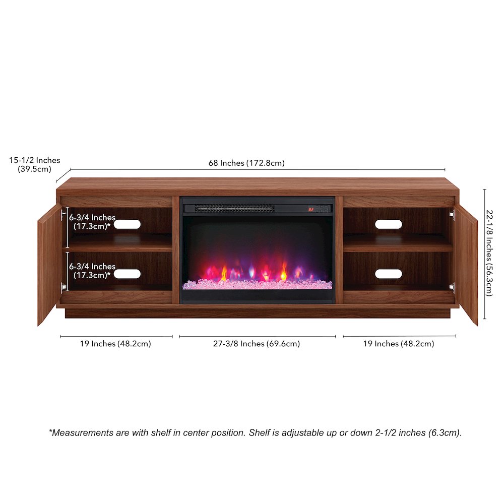 Presque Rectangular TV Stand with 26" Crystal Fireplace for TV's up to 75"