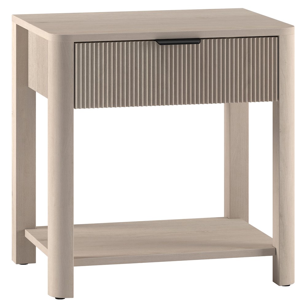 Henn&Hart 24" Fluted Modern Wooden Rectangular Nightstand, Side Table with a