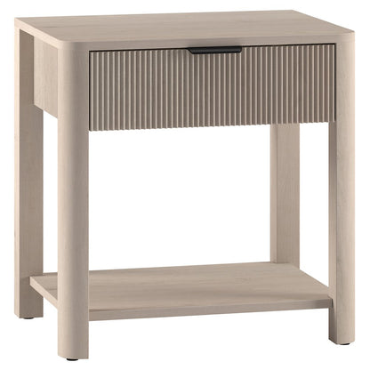 Henn&Hart 24" Fluted Modern Wooden Rectangular Nightstand, Side Table with a