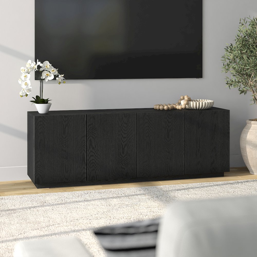 Halifax Rectangular TV Stand for TV's up to 75" in Black Grain