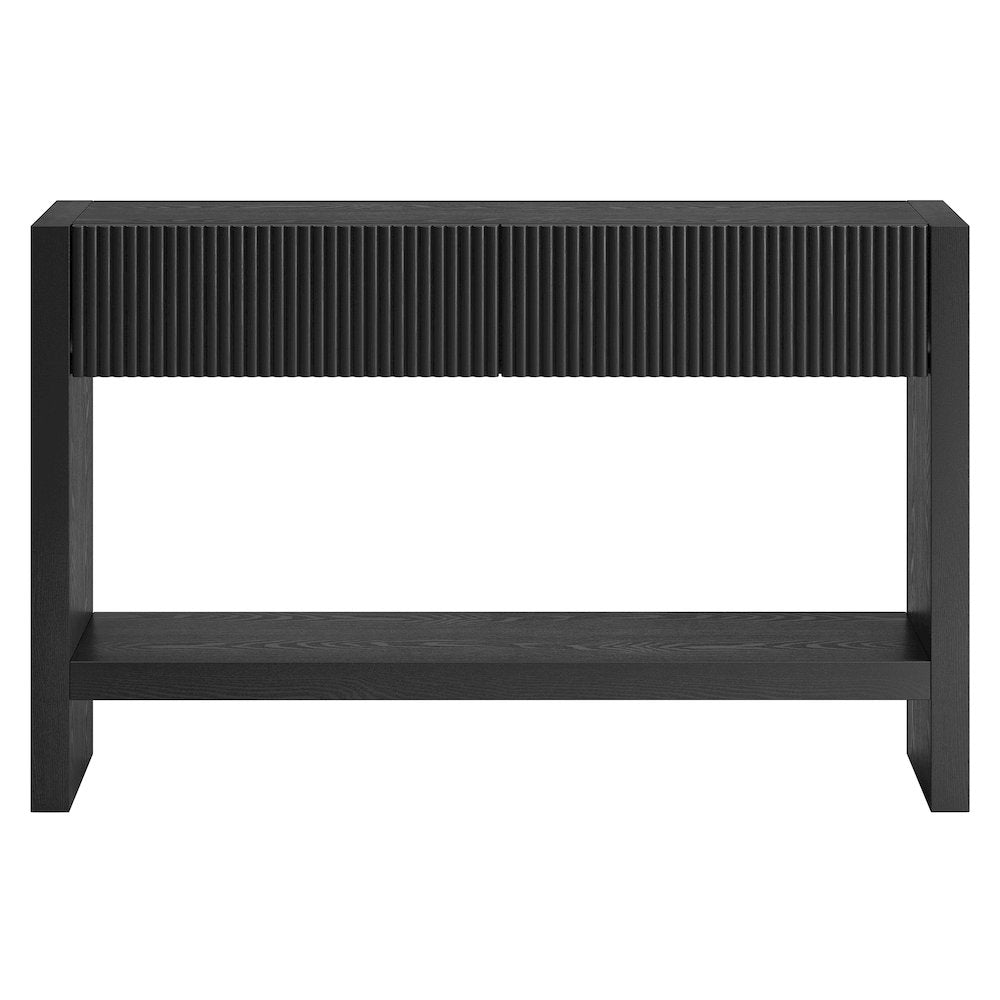 Henn&Hart 48" Solid Wood Rectangular Fluted Console Table, Ribbed Entryway