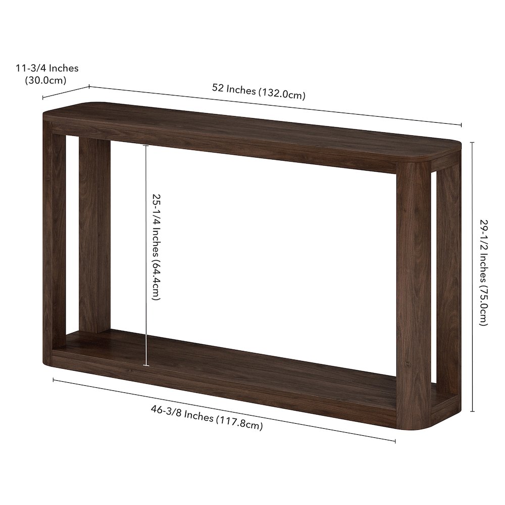 Stellan 52" Wide Rectangular Console Table in Alder Brown
