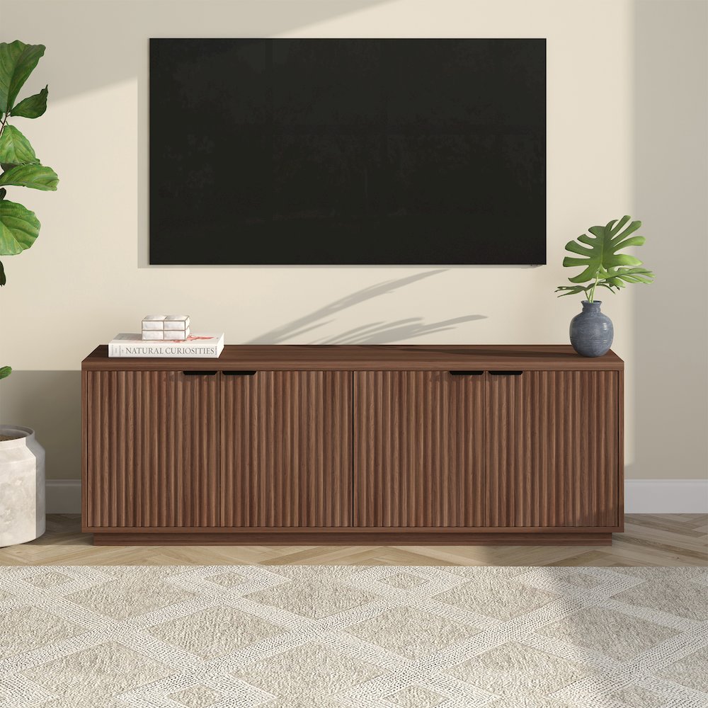Mansfield Rectangular TV Stand for TV's up to 78" in Satin Walnut