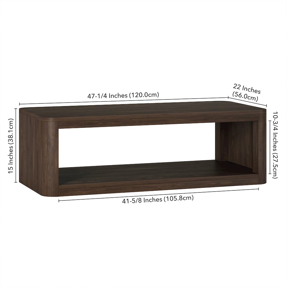 Kellan 47" Wide Rectangular Coffee Table in Alder Brown