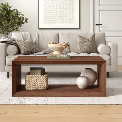 Osmond 48" Wide Rectangular Coffee Table in Satin Walnut