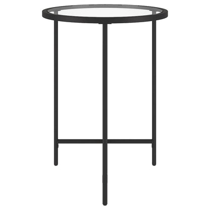 18'' Round Glass End Table Modern Side Table, Night Stand, Black
