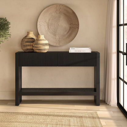 Henn&Hart 48" Solid Wood Rectangular Fluted Console Table, Ribbed Entryway