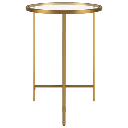 18'' Round Glass End Table Modern Side Table, Night Stand, Soft Brass