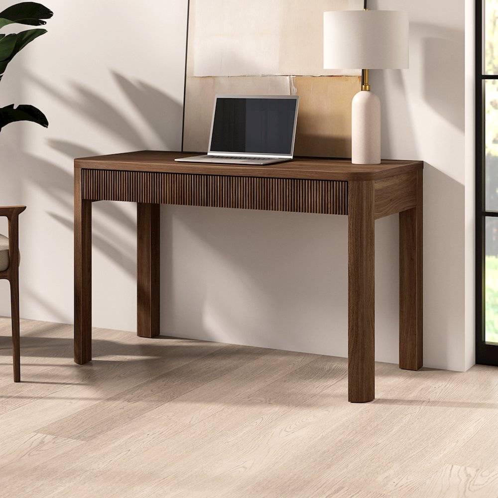 Henn&Hart 47.5'' Modern Rectangular Wooden Fluted Home Office Desk, Computer