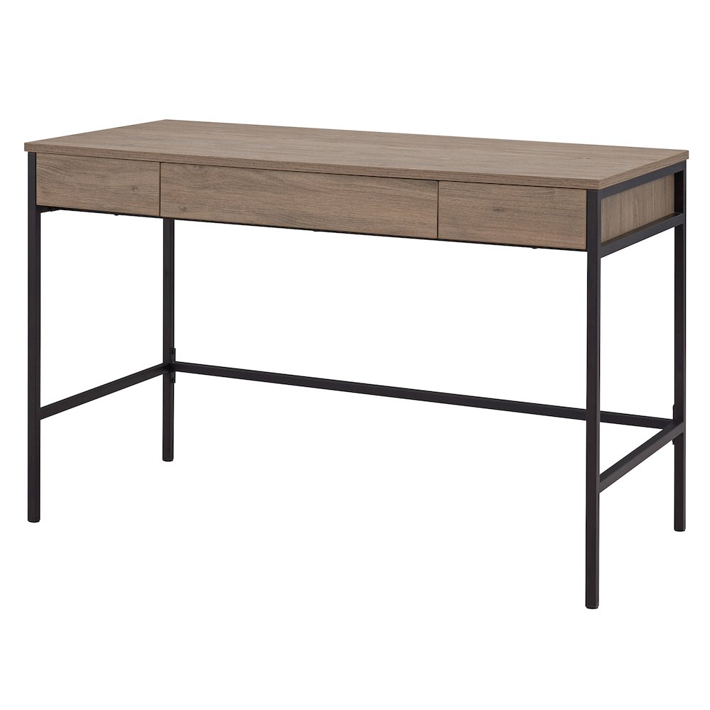 48" Computer Desk Writing Table with 3 Storage Drawers, Weathered Gray