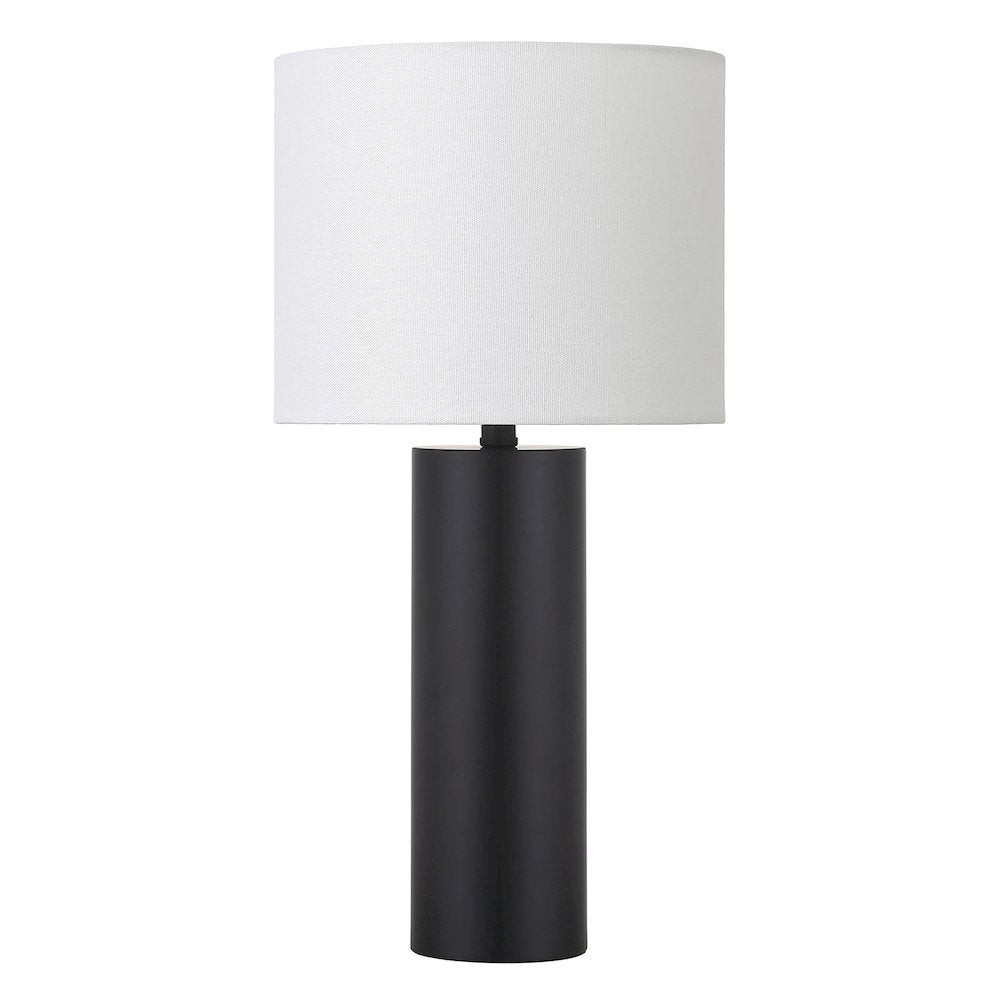 Henn&Hart 16" Mid-Century Modern 1-Light Table Lamp with White Fabric Drum