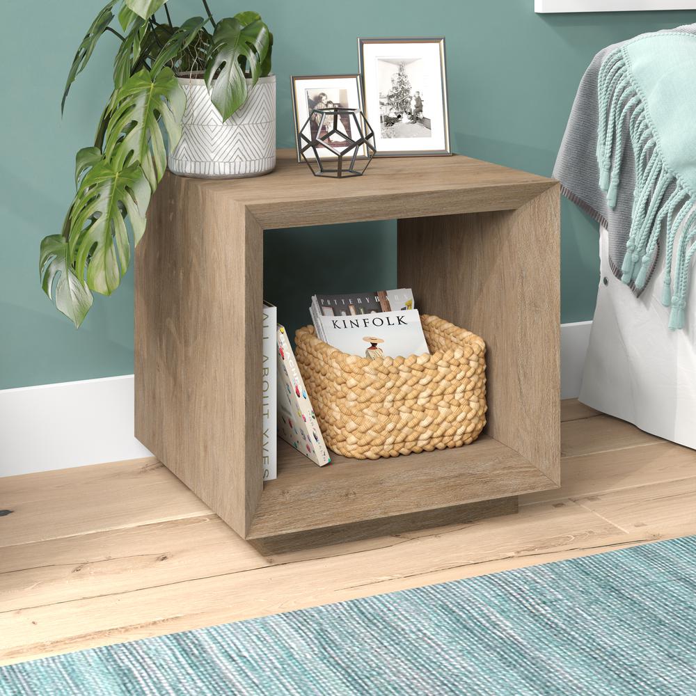 Tannen 22" Wide Rectangular Side Table in Antiqued Gray Oak