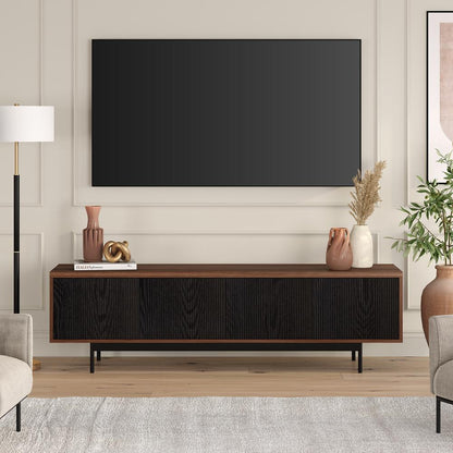 Whitman Rectangular TV Stand for TV's up to 75" in Satin Walnut/Black Grain