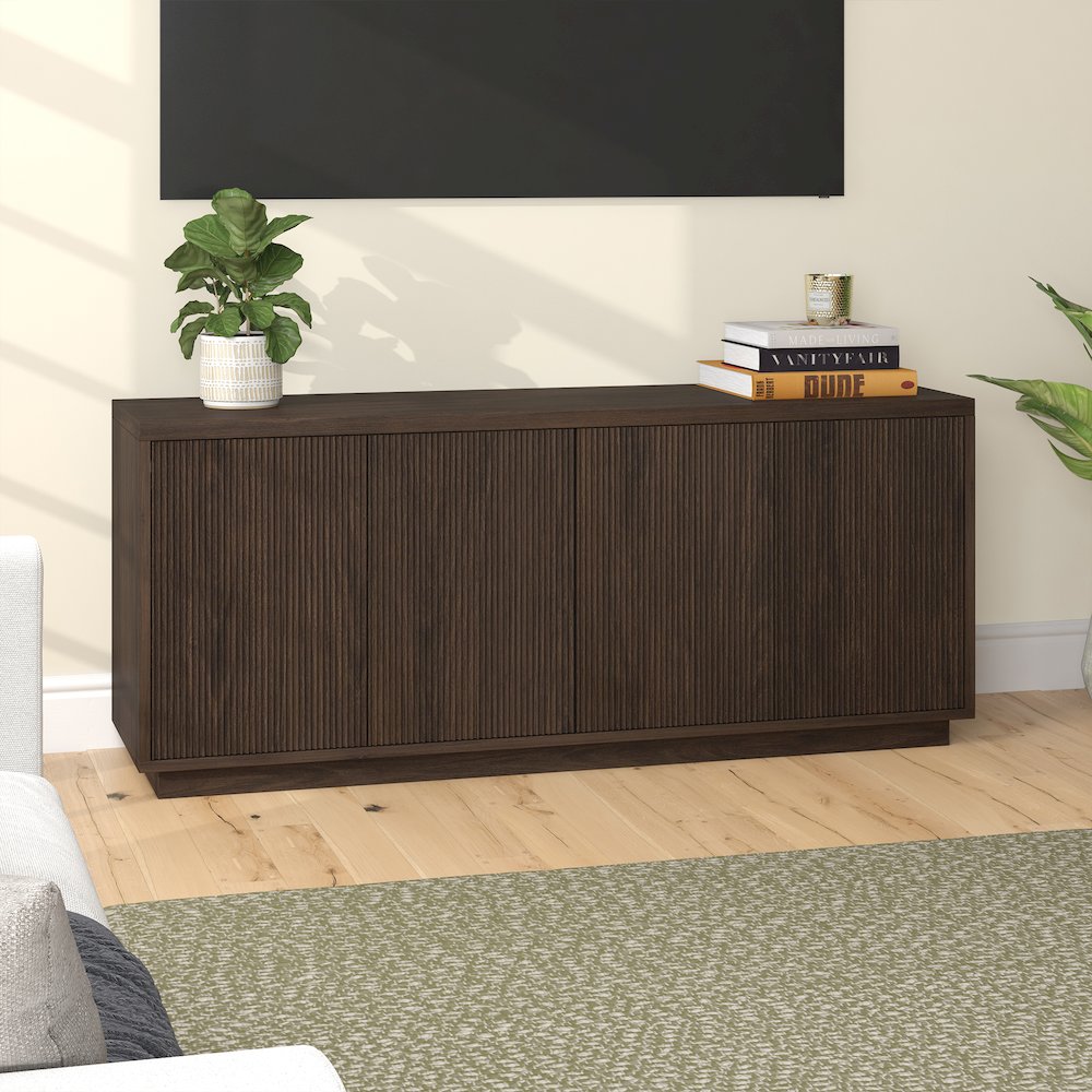 Hanson Rectangular TV Stand for TV's up to 65" in Alder Brown