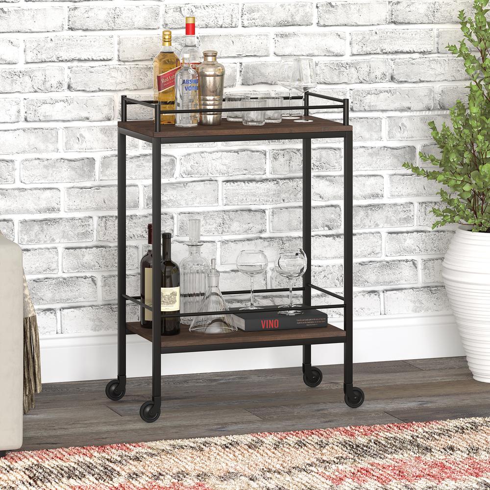 Barnes 23.5'' Wide Rectangular Bar Cart in Alder Brown