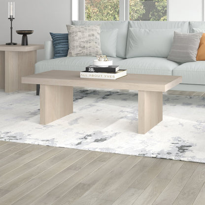 Soren 48" Wide Rectangular Coffee Table in Alder White