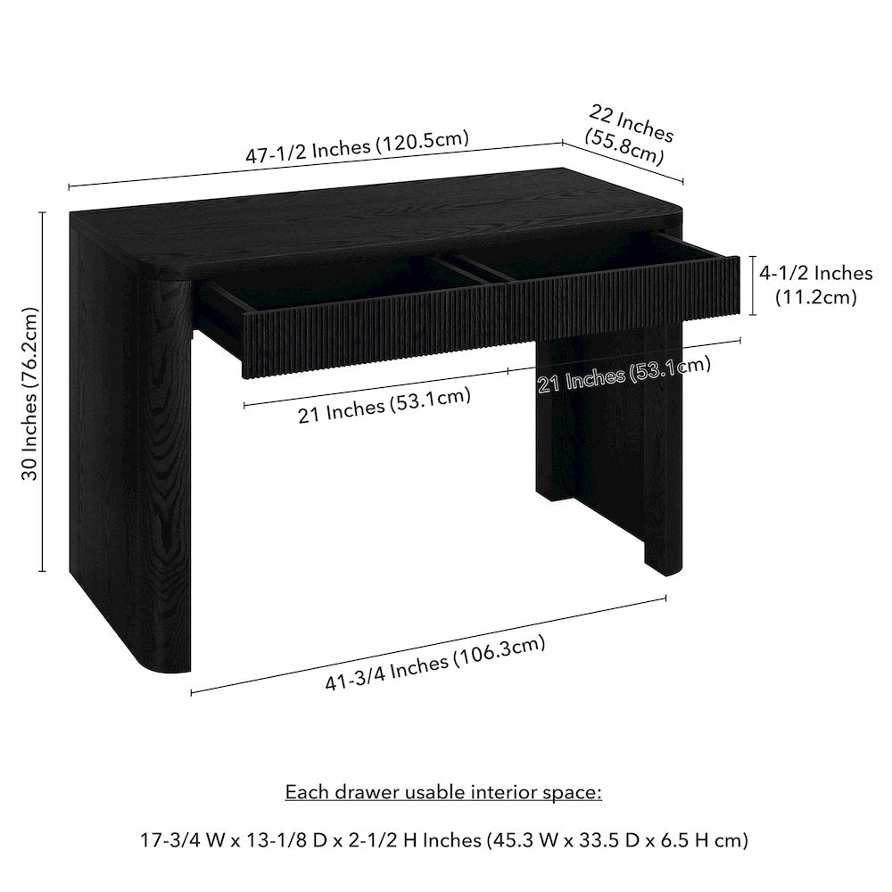 Palmera 47.5" Wide Rectangular Desk in Black Grain