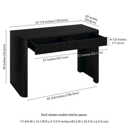 Palmera 47.5" Wide Rectangular Desk in Black Grain