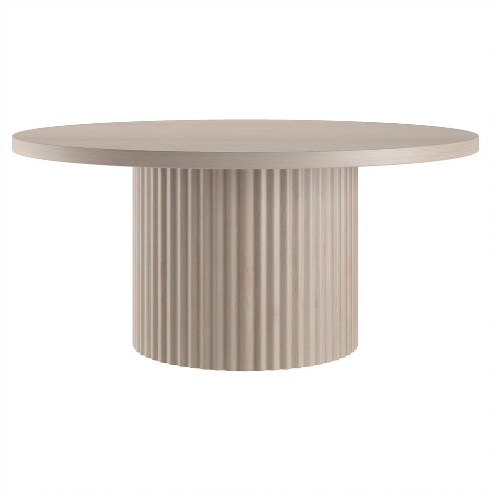 Rollan 32" Wide Round Coffee Table in Alder White
