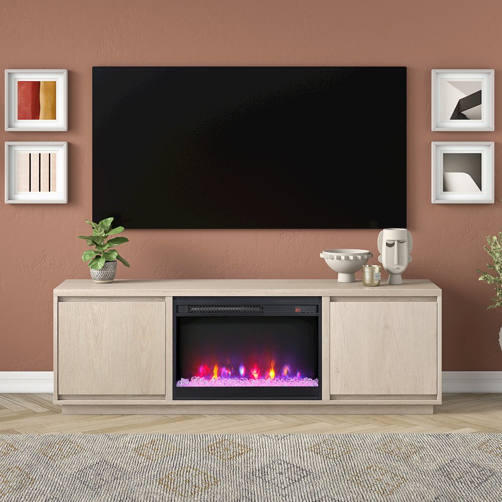 Presque Rectangular TV Stand with 26" Crystal Fireplace for TV's up to 75"