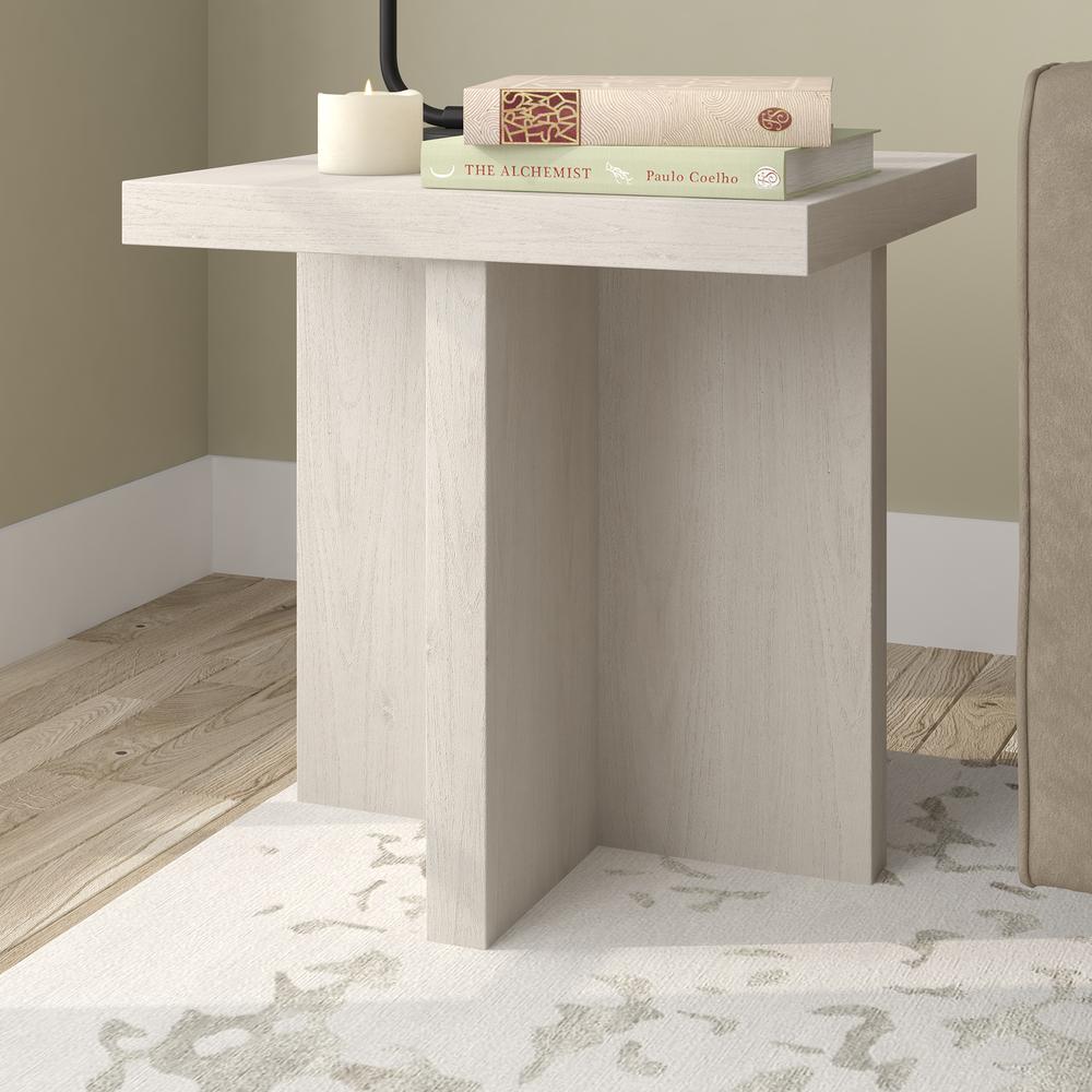 Elna 22" Wide Square Side Table in Alder White