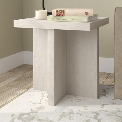 Elna 22" Wide Square Side Table in Alder White