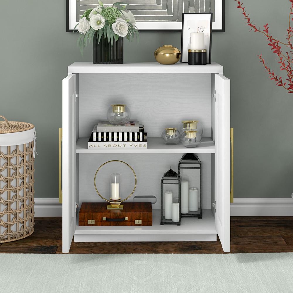 28" Accent Cabinet, Modern Sideboard Buffet Cabinet with 2 Panel Doors, White