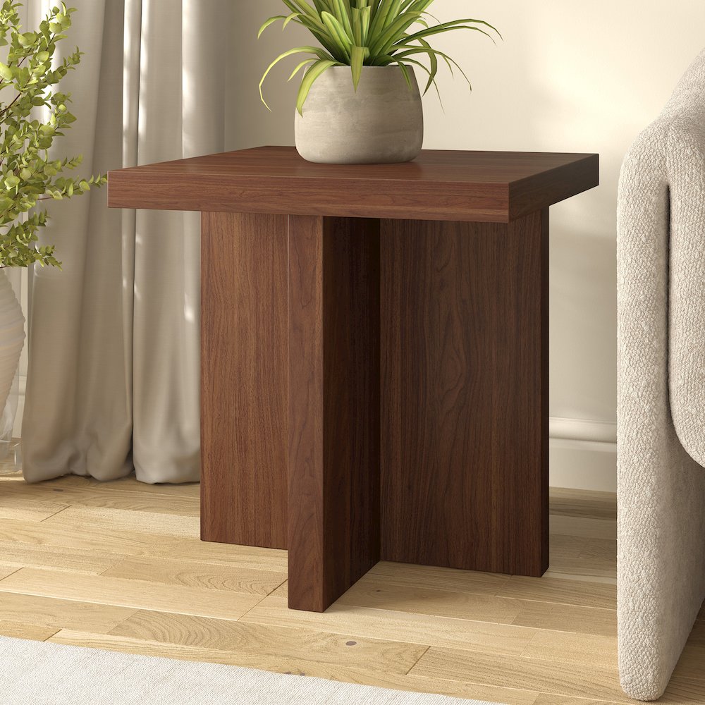 Henn&Hart 22" Scandinavian Wooden Square End Table, Side Table, Nightstand with