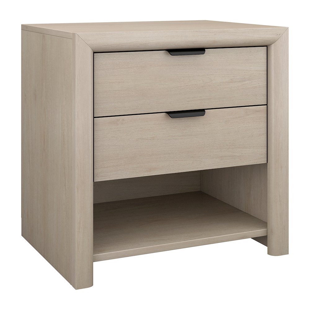 Henn&Hart 24" Modern Wooden Rectangular Nightstand, Side Table with 2 Storage