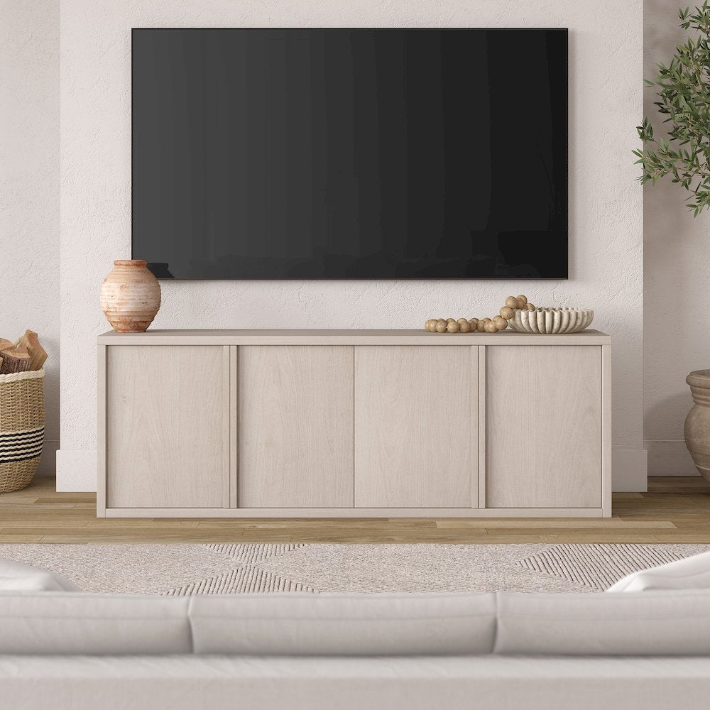 Savin Rectangular TV Stand for TV's up to 75" in Alder White