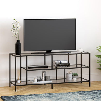Winthrop Rectangular TV Stand with Glass Shelves for TV's up to 60" in Blackened Bronze
