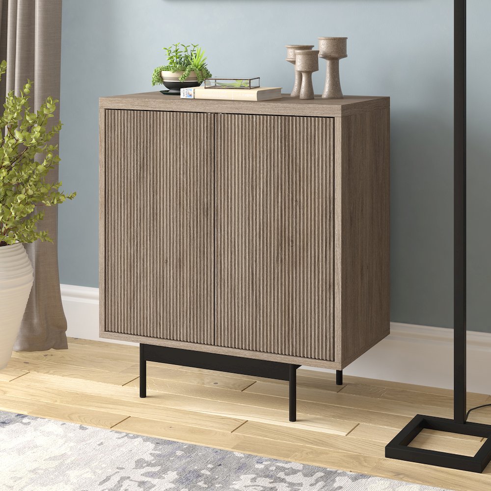 Whitman 28" Wide Rectangular Accent Cabinet in Antiqued Gray Oak