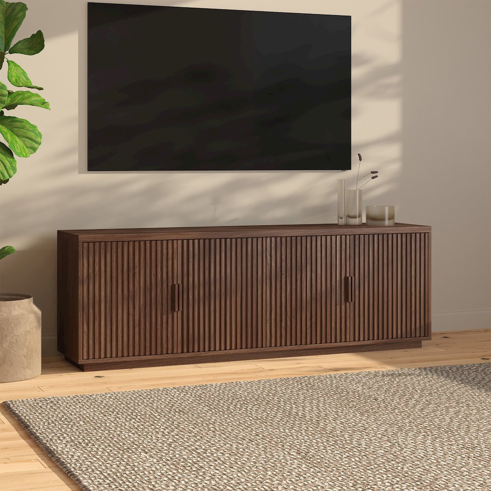 Mero Rectangular TV Stand for TV's up to 75" in Satin Walnut