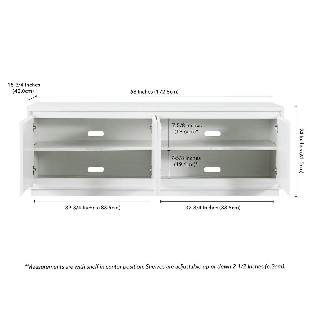 Presque Rectangular TV Stand for TV's up to 80" in White