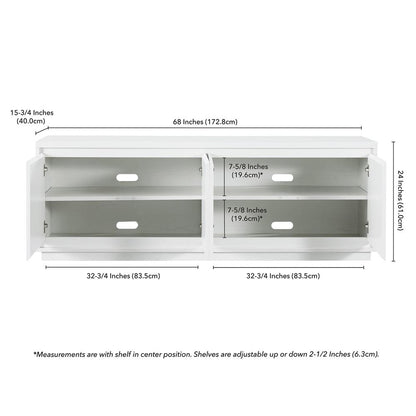 Presque Rectangular TV Stand for TV's up to 80" in White