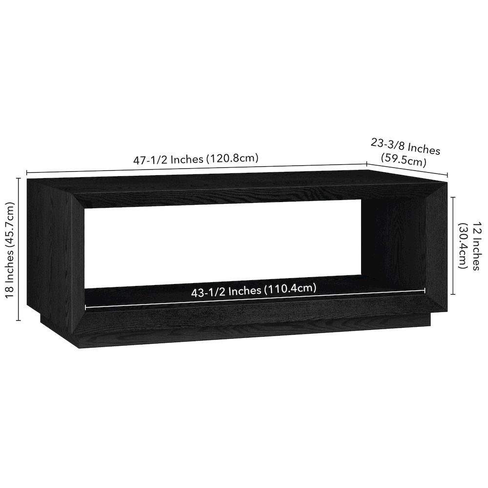 Tannen 48" Wide Rectangular Coffee Table in Black Grain