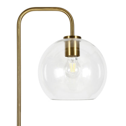 62" Modern 1-Light Floor Lamp with Clear Glass Globe Shade, Gold