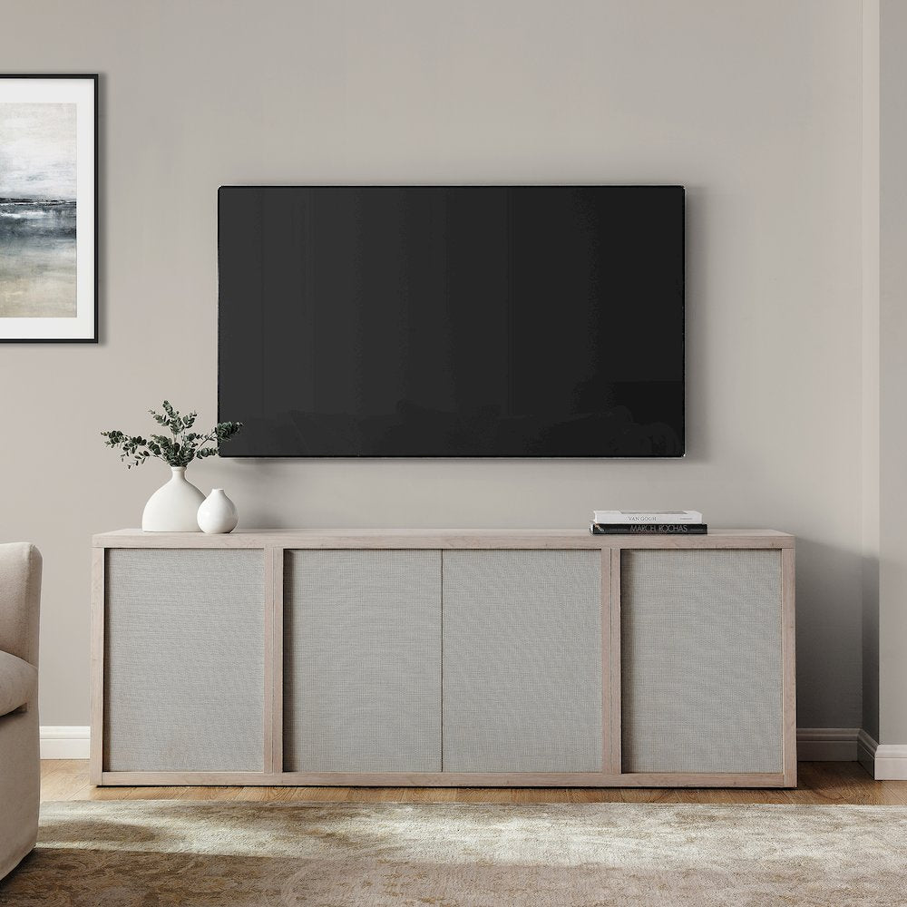 Kai Rectangular TV Stand for TV's up to 75" in Alder White