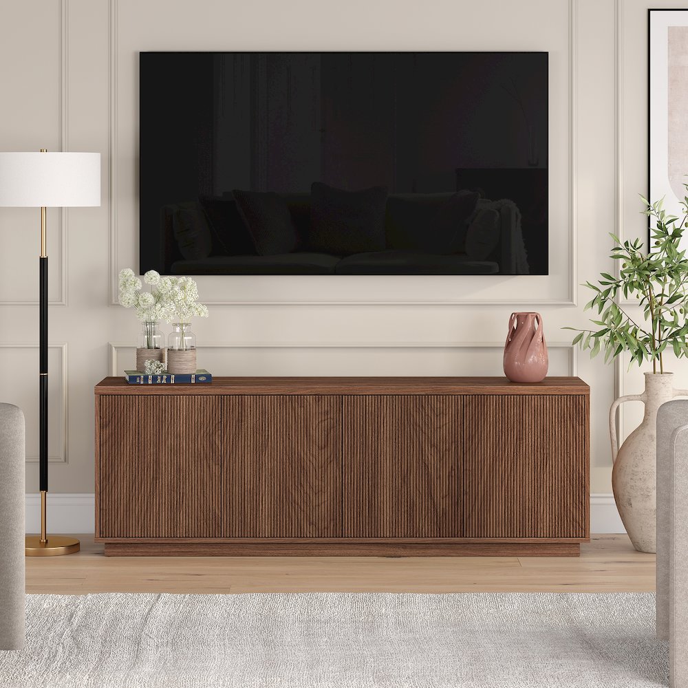 Hanson Rectangular TV Stand for TV's up to 75" in Satin Walnut