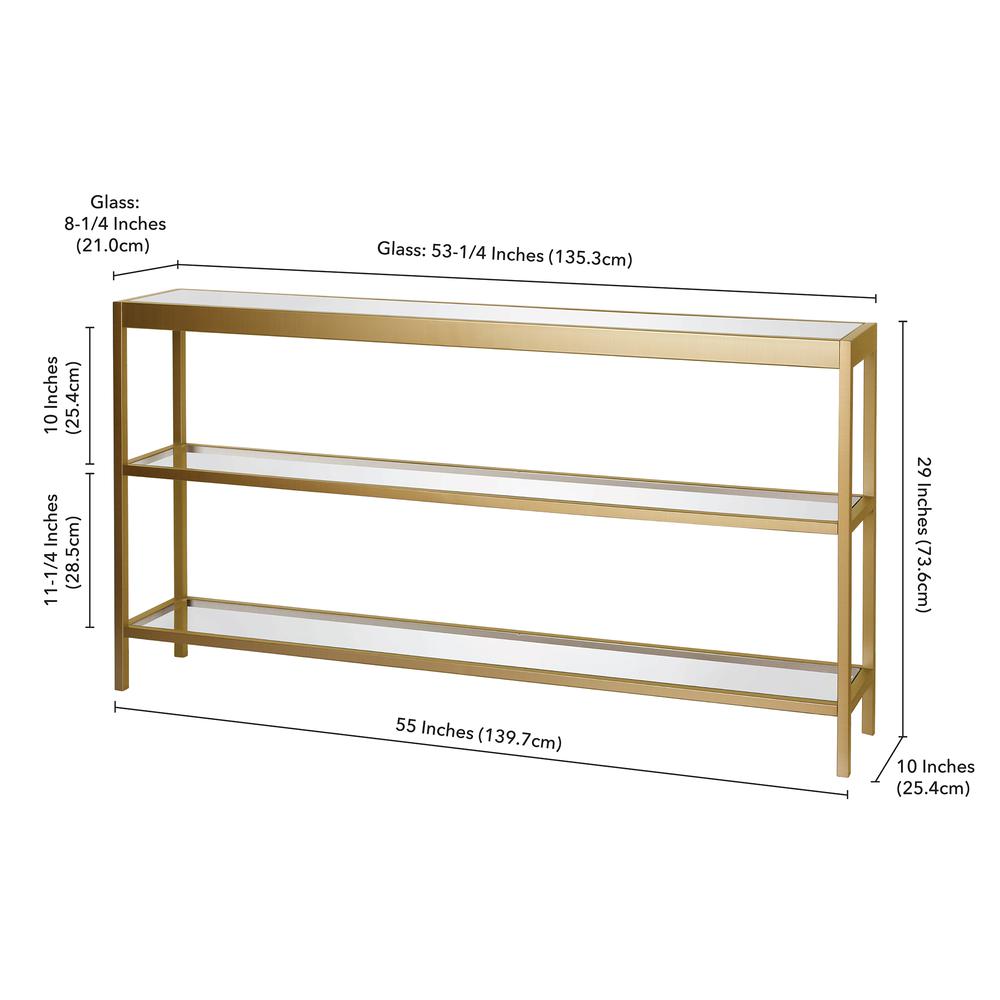 Alexis 55'' Wide Rectangular Console Table in Brass