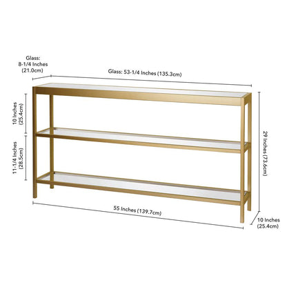 Alexis 55'' Wide Rectangular Console Table in Brass
