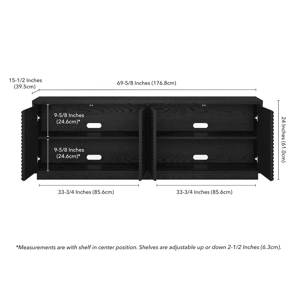 Tullis Rectangular TV Stand for TV's up to 78" in Black Grain