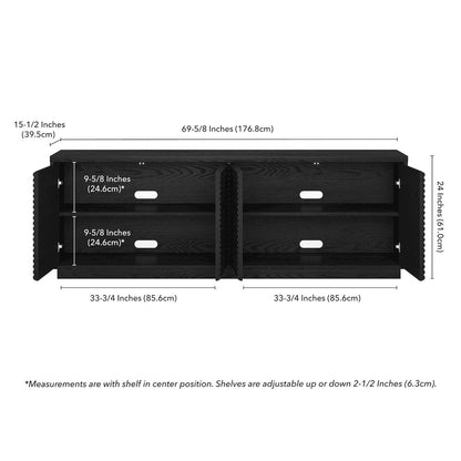 Tullis Rectangular TV Stand for TV's up to 78" in Black Grain