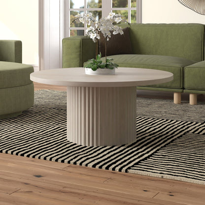Rollan 32" Wide Round Coffee Table in Alder White