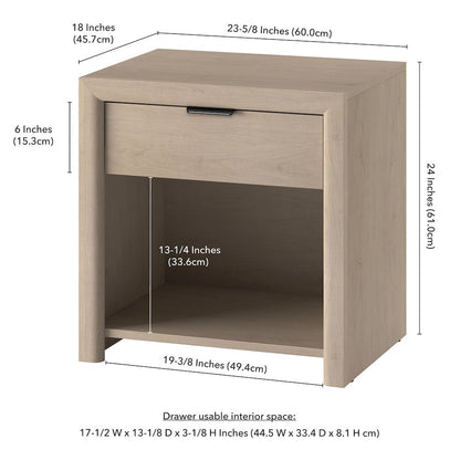 Henn&Hart 24" Modern Wooden Rectangular Nightstand, Side Table with Storage