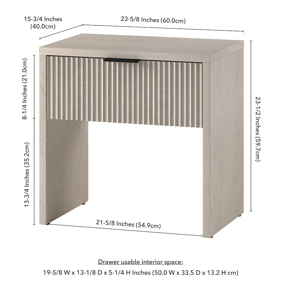 Kenslow 24" Wide Rectangular Nightstand in Alder White